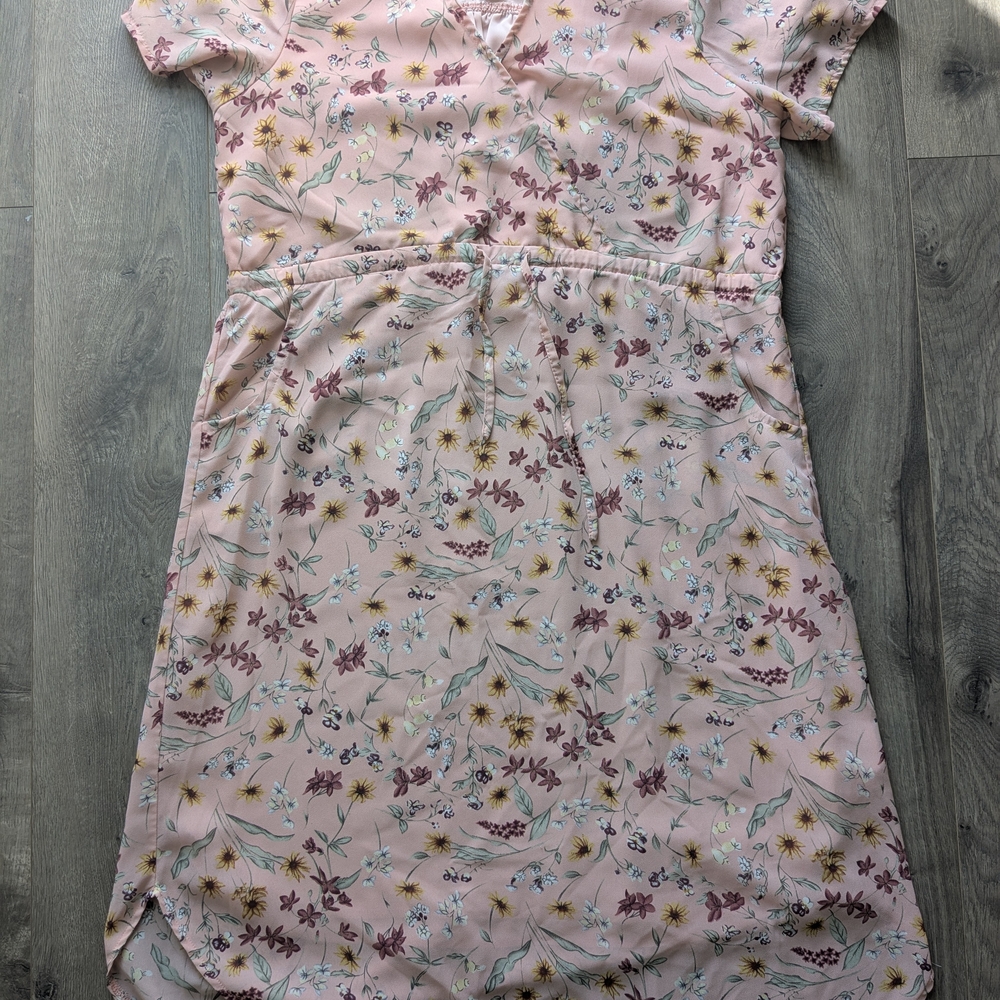 Floral Pink Short Sleeve Maternity / Nursing Dress